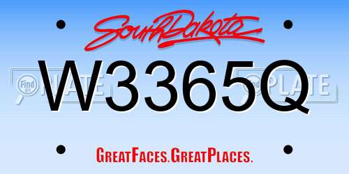 W3365Q South Dakota License Plate