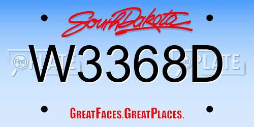 W3368D South Dakota License Plate