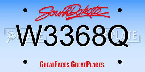 W3368Q South Dakota License Plate