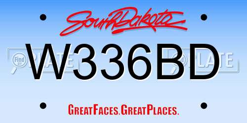 W336BD South Dakota License Plate
