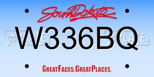 W336BQ South Dakota License Plate