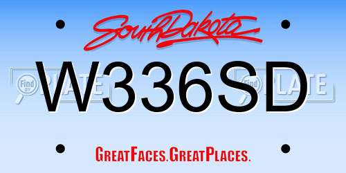 W336SD South Dakota License Plate