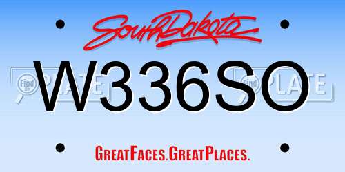 W336SO South Dakota License Plate