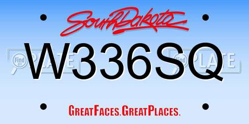 W336SQ South Dakota License Plate