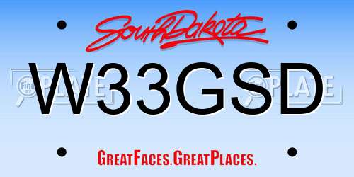 W33GSD South Dakota License Plate