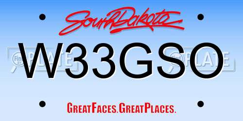 W33GSO South Dakota License Plate