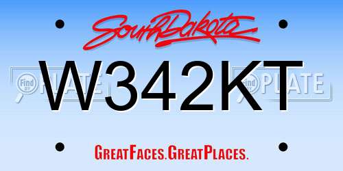 W342KT South Dakota License Plate