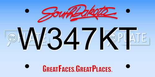 W347KT South Dakota License Plate