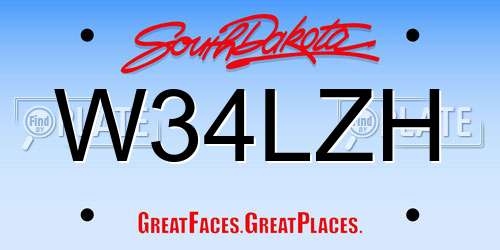W34LZH South Dakota License Plate