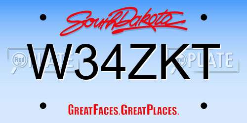 W34ZKT South Dakota License Plate