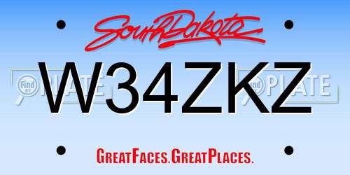 W34ZKZ South Dakota License Plate