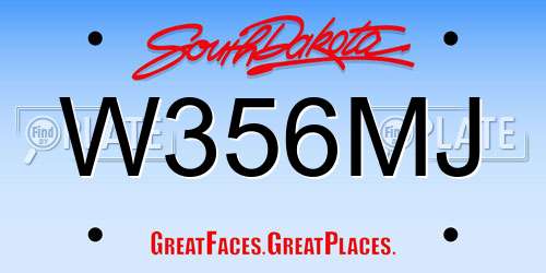W356MJ South Dakota License Plate