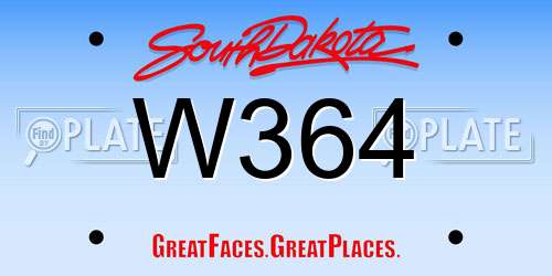 W364 South Dakota License Plate