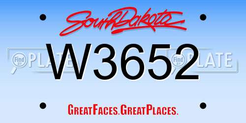 W3652 South Dakota License Plate