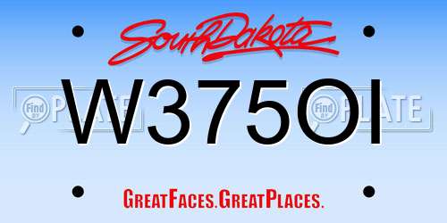 W375OI South Dakota License Plate