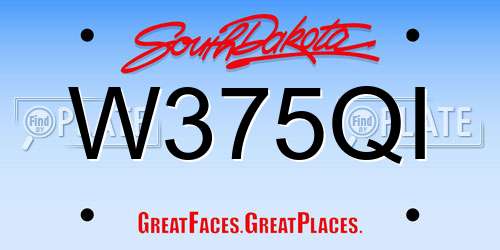 W375QI South Dakota License Plate