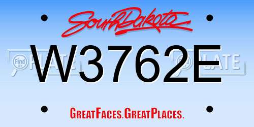 W3762E South Dakota License Plate