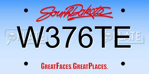 W376TE South Dakota License Plate