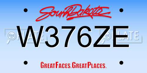 W376ZE South Dakota License Plate