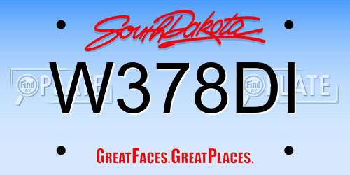 W378DI South Dakota License Plate