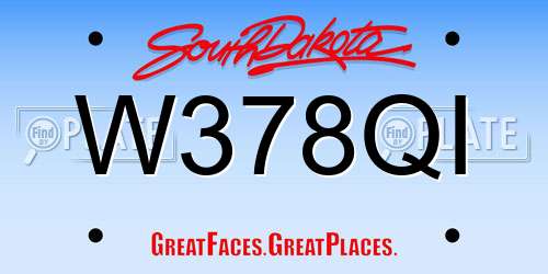 W378QI South Dakota License Plate