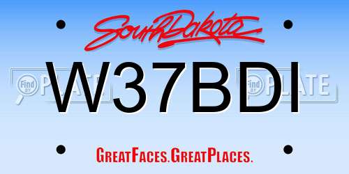W37BDI South Dakota License Plate