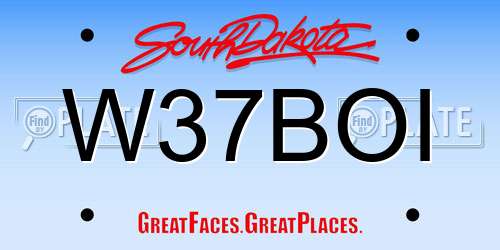 W37BOI South Dakota License Plate