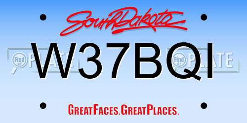 W37BQI South Dakota License Plate