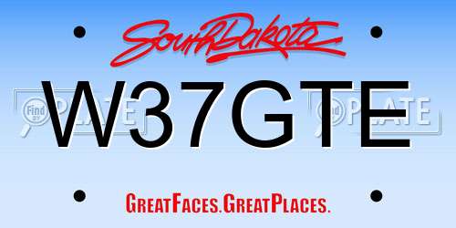 W37GTE South Dakota License Plate
