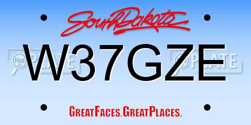 W37GZE South Dakota License Plate