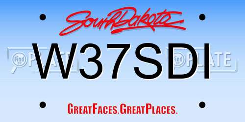 W37SDI South Dakota License Plate