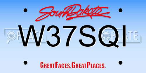 W37SQI South Dakota License Plate