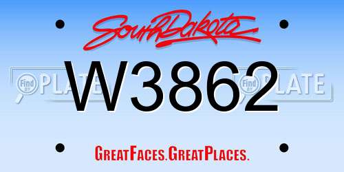 W3862 South Dakota License Plate