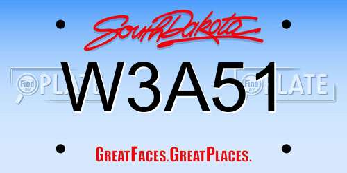 W3A51 South Dakota License Plate