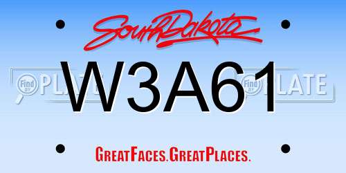 W3A61 South Dakota License Plate