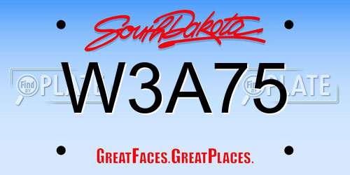 W3A75 South Dakota License Plate