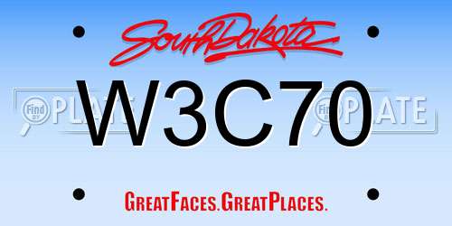 W3C70 South Dakota License Plate