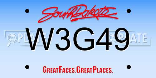 W3G49 South Dakota License Plate