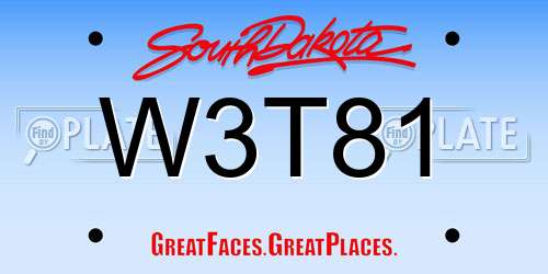 W3T81 South Dakota License Plate