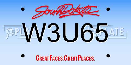 W3U65 South Dakota License Plate