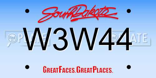 W3W44 South Dakota License Plate