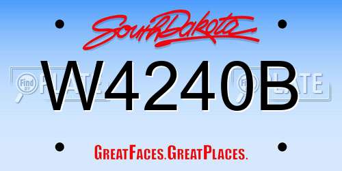 W4240B South Dakota License Plate