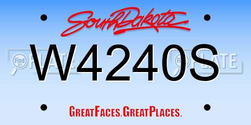 W4240S South Dakota License Plate