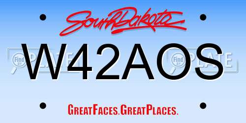 W42AOS South Dakota License Plate