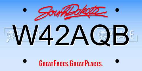 W42AQB South Dakota License Plate