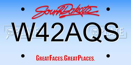 W42AQS South Dakota License Plate