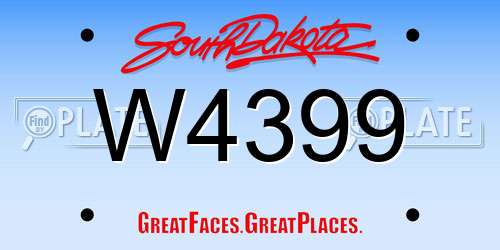W4399 South Dakota License Plate
