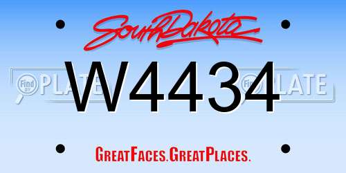 W4434 South Dakota License Plate