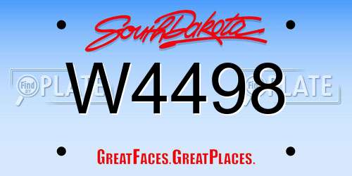 W4498 South Dakota License Plate