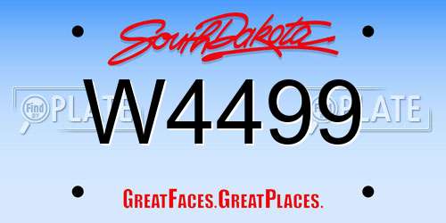 W4499 South Dakota License Plate